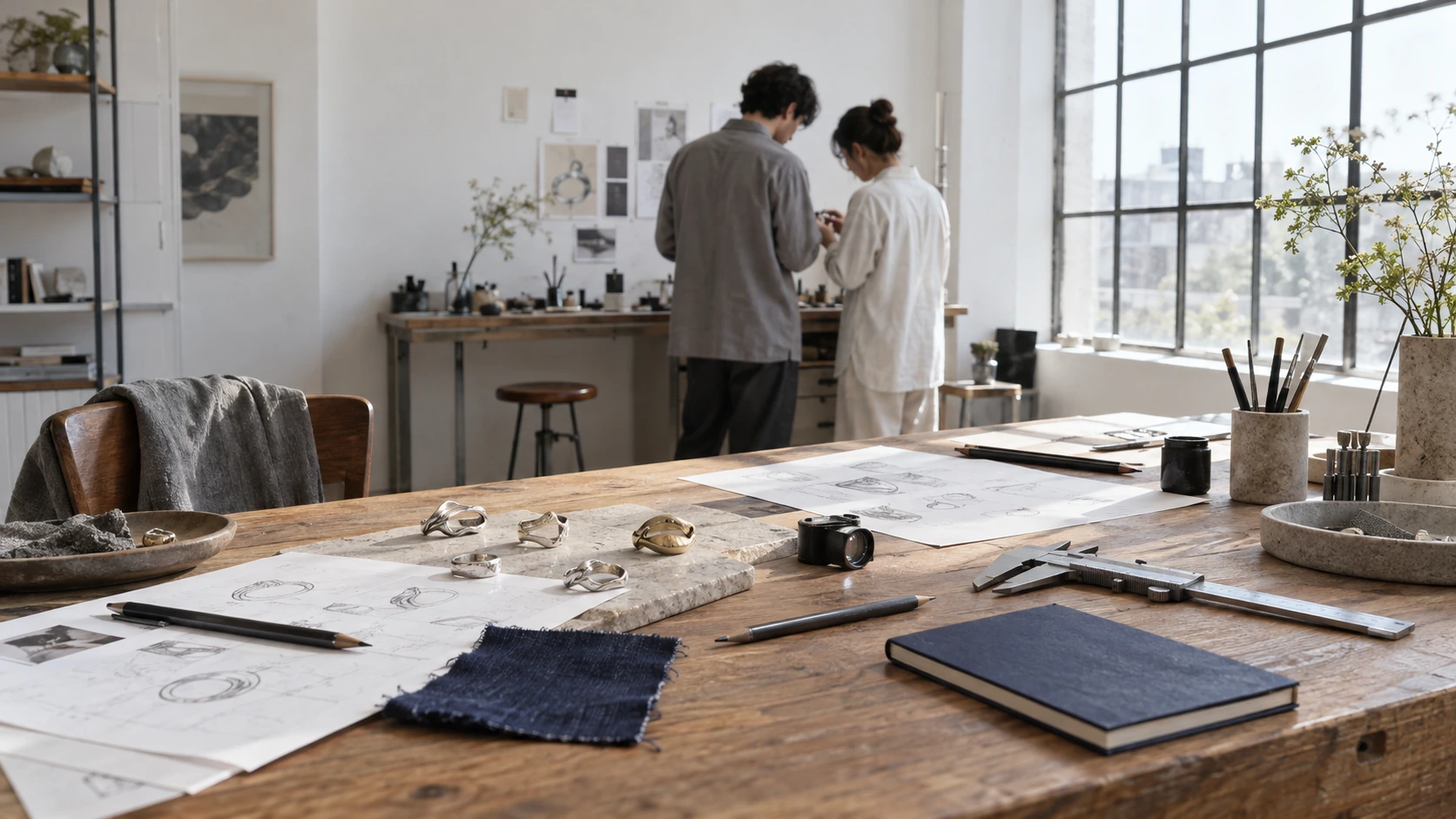 A daylight jewelry design atelier, visual concept