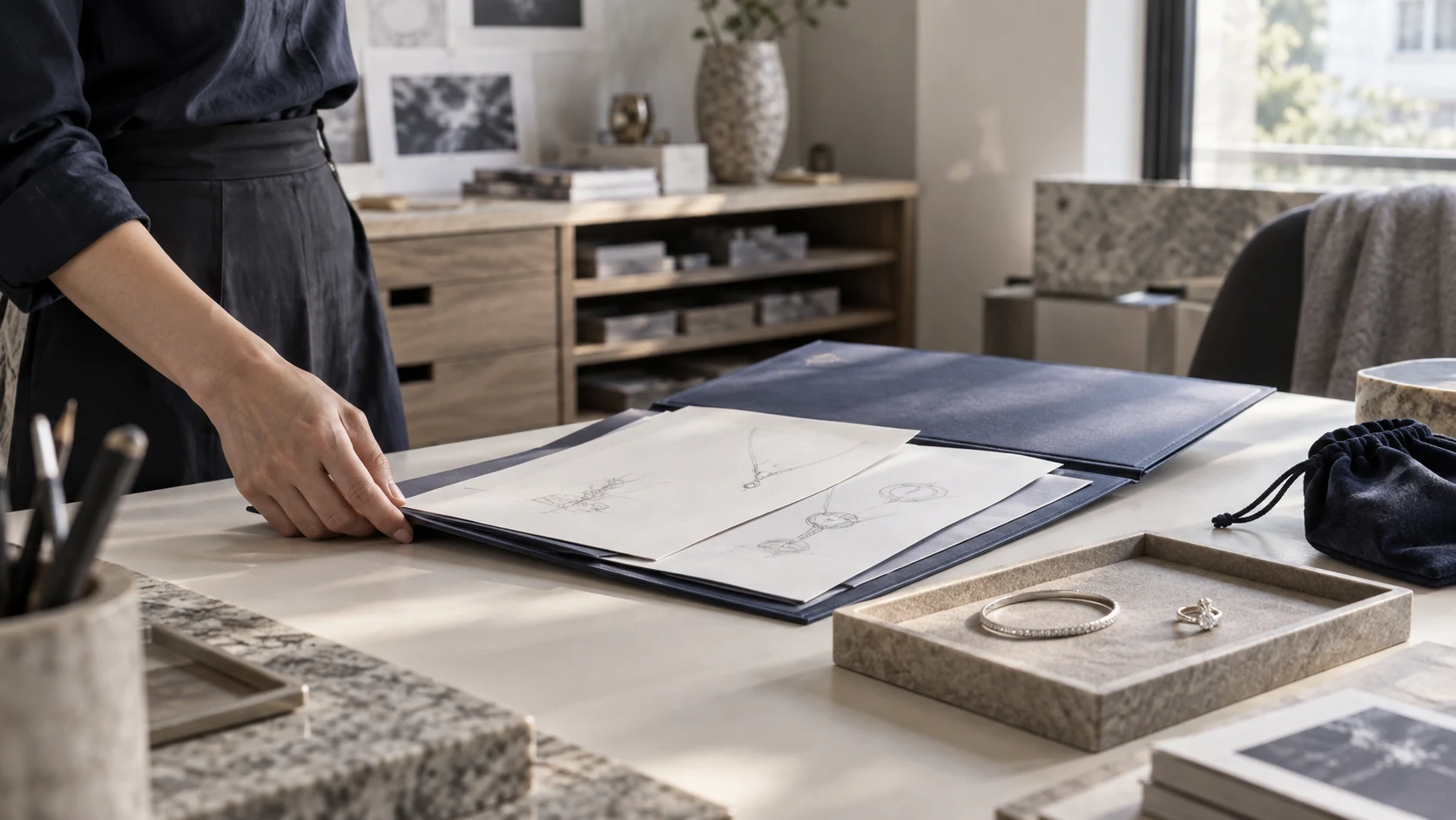 Design documents prepared for a project handoff, illustrative photography